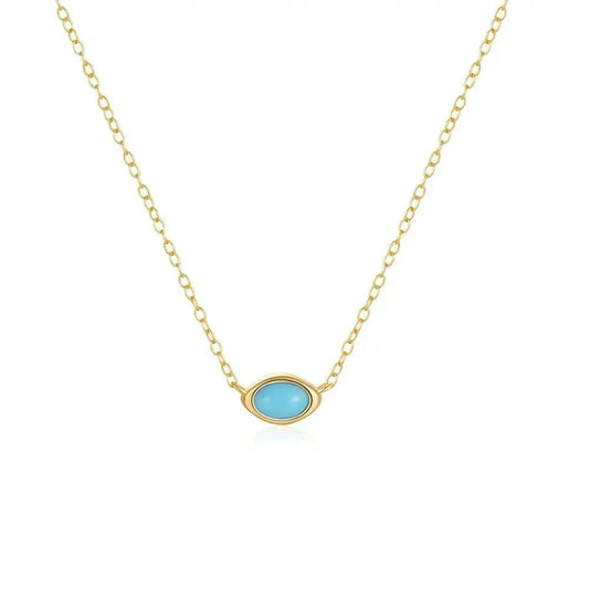 water drop eye shape turquoise pendant gold plated necklace shop name